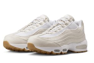 Levi’s x Air Max 95 OG "Light Orewood Brown" sneaker featuring layered denim accents and neutral tones